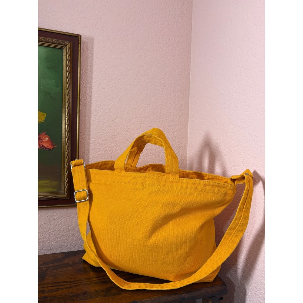Baggu Duck Bag Mustard Yellow Canvas Zip Tote Shoulder Bag Sustainable
